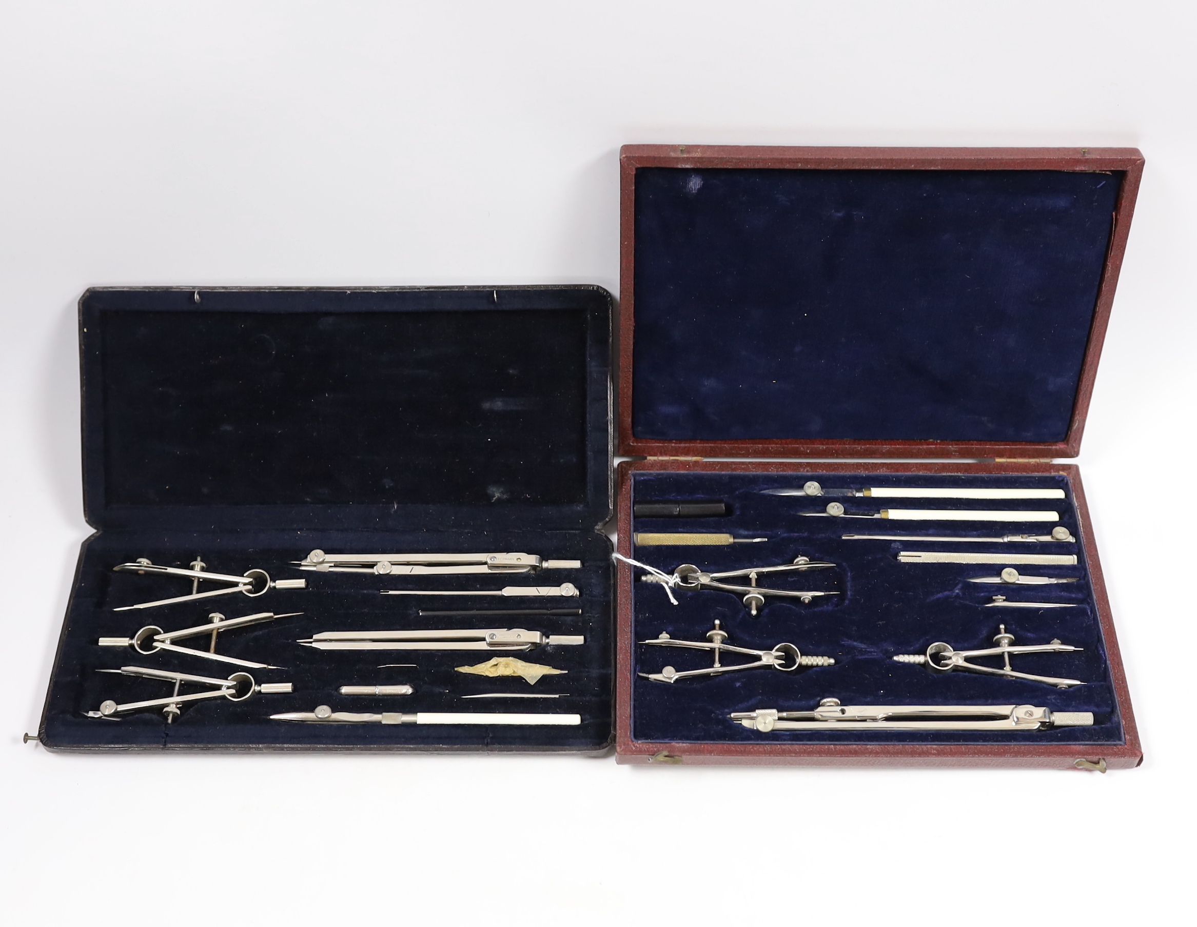 Two cased draughtsman sets